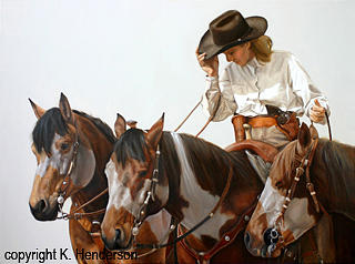 Horse Painting - Three Horses by K Henderson