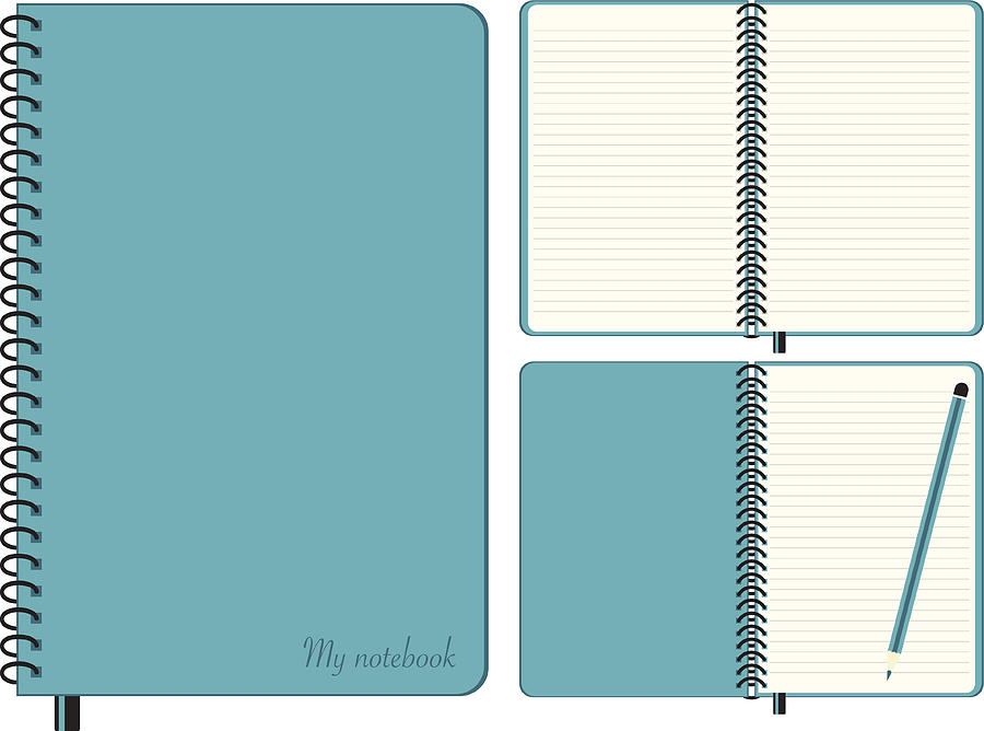 Three images of the same blue notebook Drawing by Rustemgurler