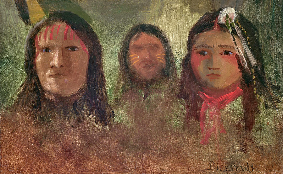 Three Indians 1888 Painting by Albert Bierstadt