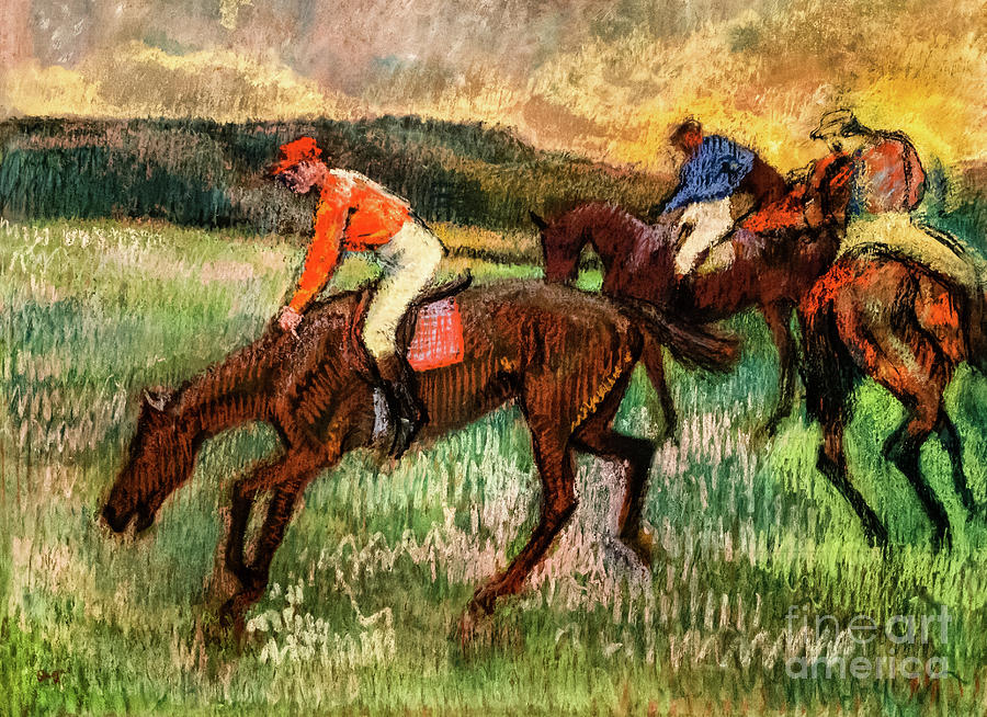 Three Jockeys by Edgar Degas 1900 Pastel by Edgar Degas