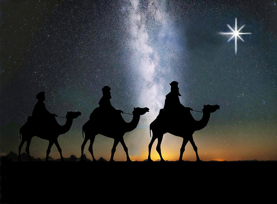 Three Kings Going To Bethlehem Mixed Media by Sandi OReilly
