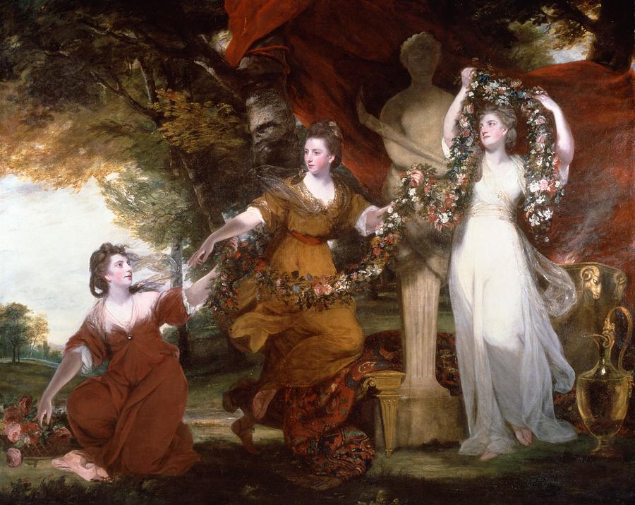 Joshua Reynolds Painting - Three Ladies Adorning a Term of Hymen  by Joshua Reynolds