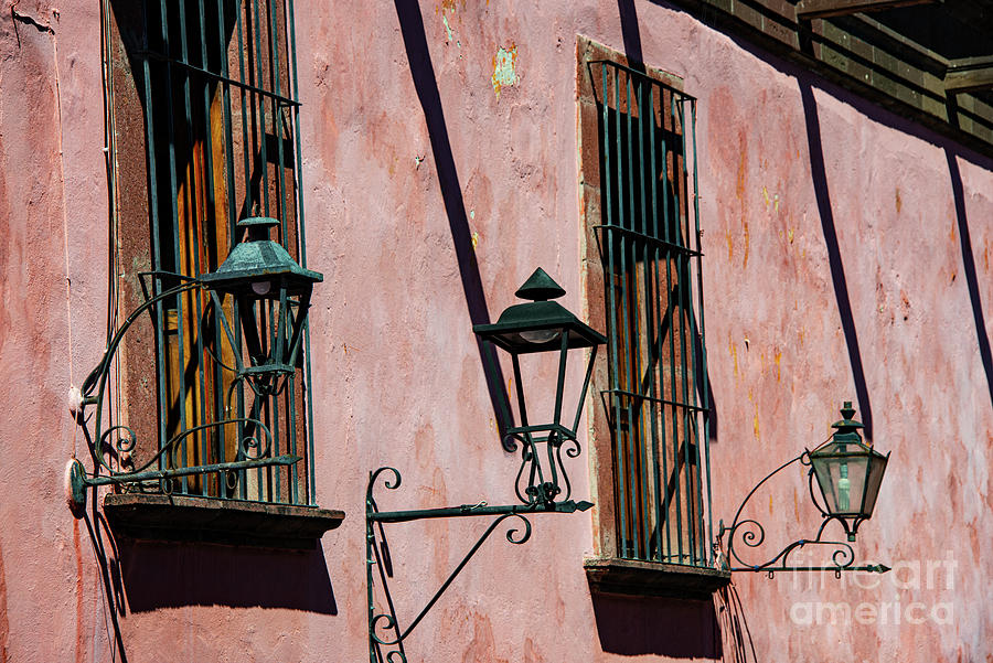 Three Lamps in San Miguel de Allende Photograph by Bob Phillips