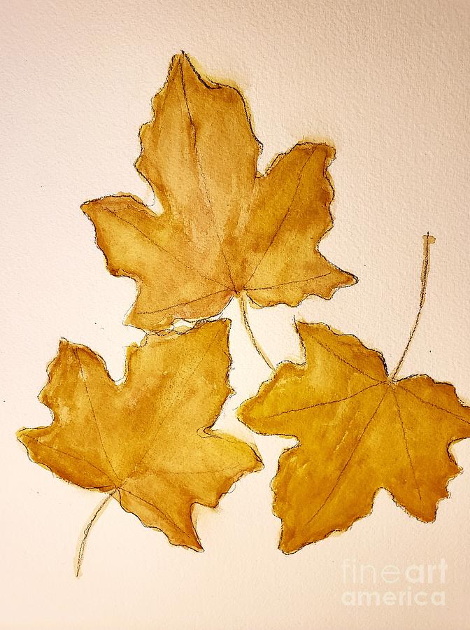 Three Leaves of Autumn Painting by Margaret Welsh Willowsilk