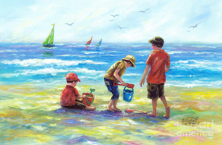 The Beach Boys Painting - Three Little Beach Boys II by Vickie Wade