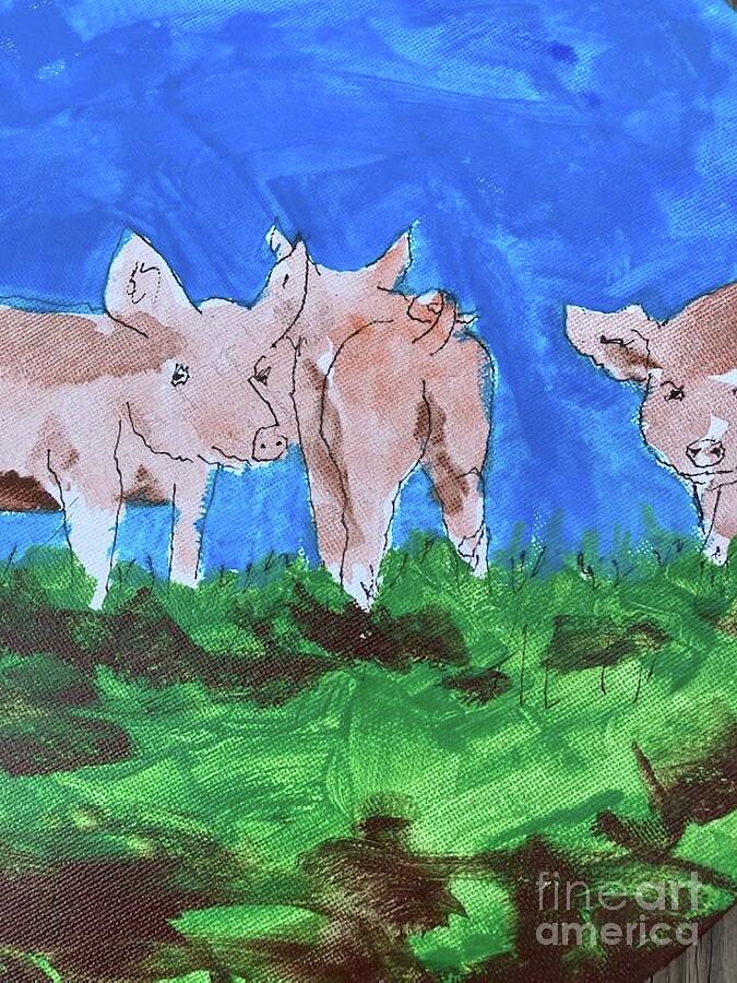 Three little pigs Painting by Patrick Grills