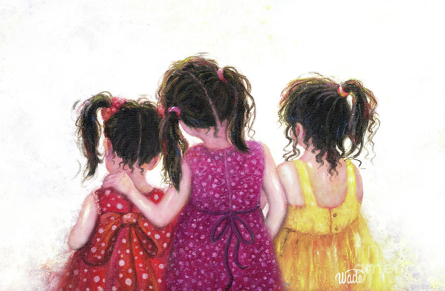 Three Little Sweet Pea Sisters Painting by Vickie Wade