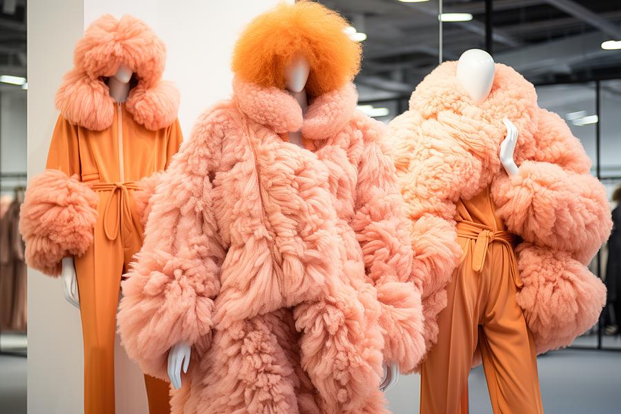 Unique Digital Art - Three Mannequins Dressed in Peach Fuzz color Outfits  by Boyan Dimitrov