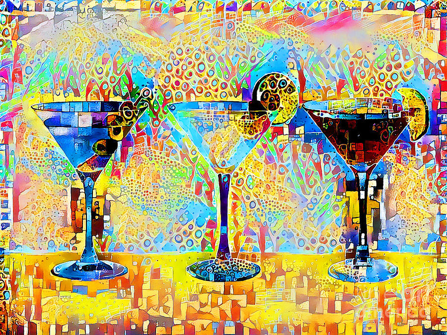 Three Martinis Shaken Not Stirred in Contemporary Vibrant Happy Color Motif 20200503 Photograph by Wingsdomain Art and Photography
