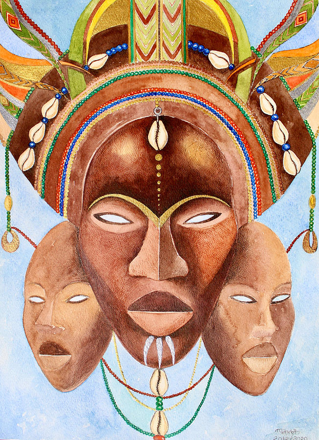 Three Masks Painting by Mahlet