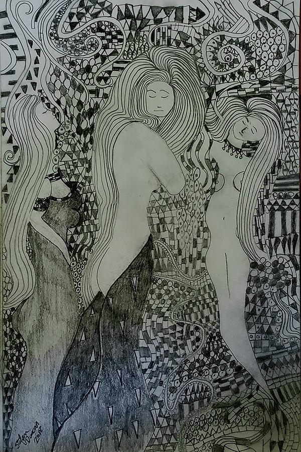 Three Ladies B and W Painting by Stefan Duncan