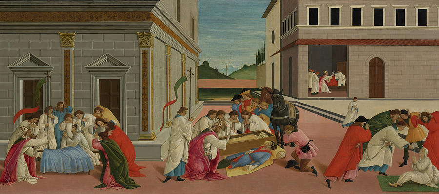 Three Miracles of Saint Zenobius, 1500-1510 Painting by Sandro Botticelli