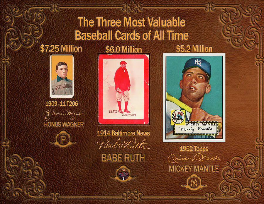 Three Most Valuable Baseball Cards of All Time Digital Art by Wayne