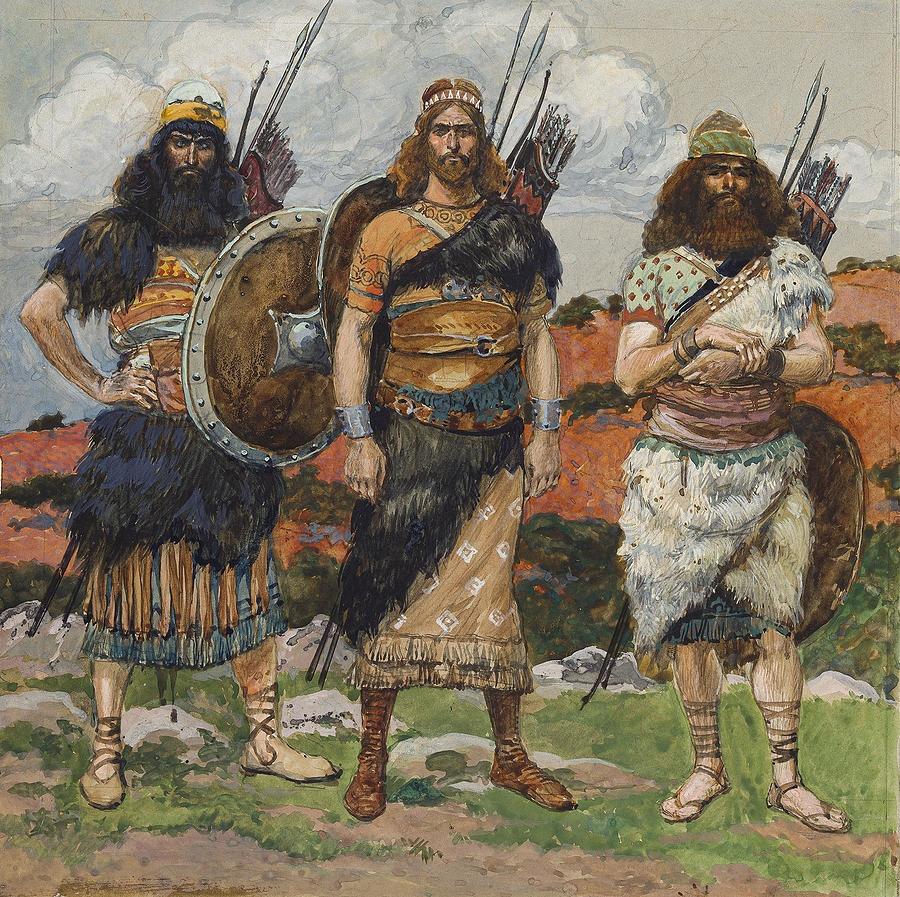 Three of Davids Captains c Drawing by James Tissot French Fine