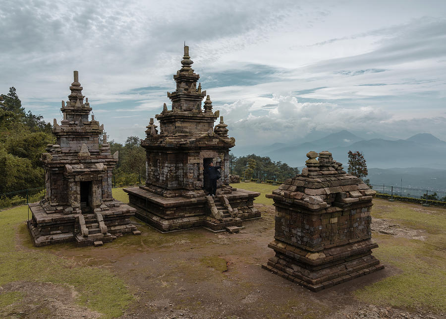 Three of the nine temples in the Gedong Songo complex Photograph by Anges Van der Logt