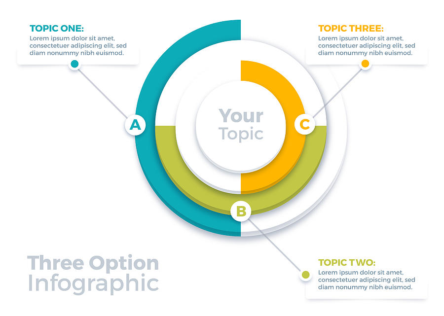 Three Options Infographic Pie Chart Drawing by Filo