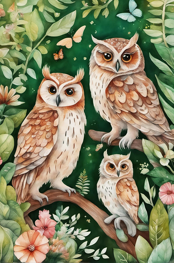 Three Owls Digital Art