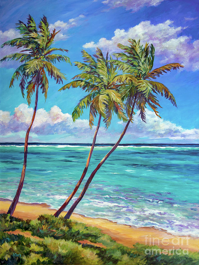 Cayman Painting - Three Palms by John Clark