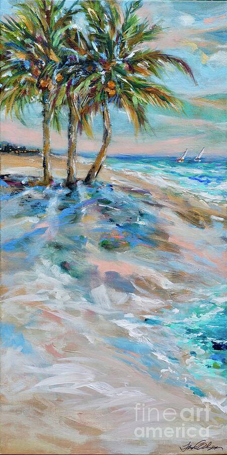 Three Palms Painting by Linda Olsen