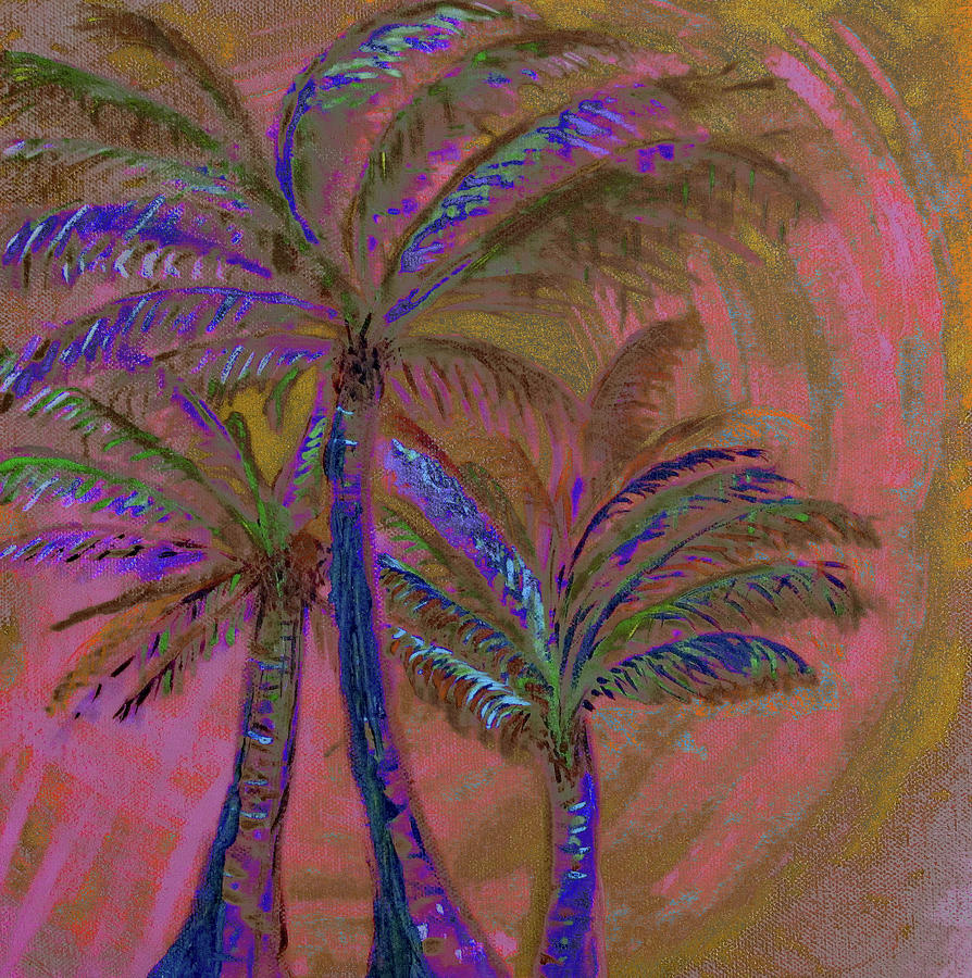 Three Palms So Tropical Painting by Corinne Carroll