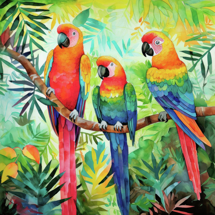 Three Parrots Digital Art by Imagine ART