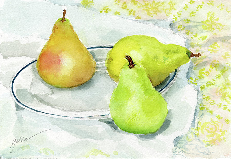 Pear Painting - Three Pears by Galen Hazelhofer