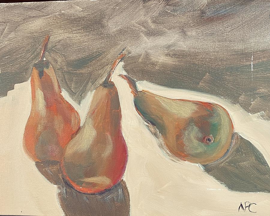Pears Painting - Three pears by Naomi Cooper Pears Painting - Three pears by Naomi Cooper