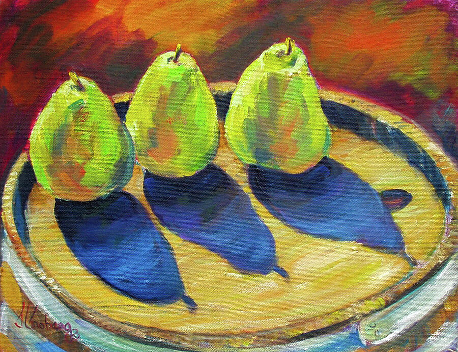 Three Pears On Barrel Painting