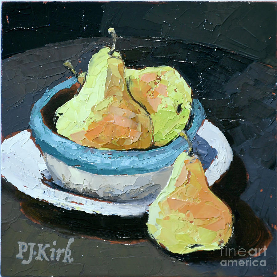 Three Pears Painting by PJ Kirk