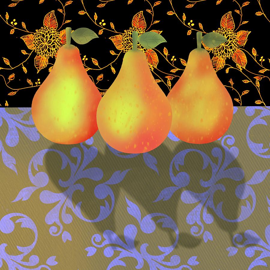 Three Pears Digital Art by Steve Hayhurst