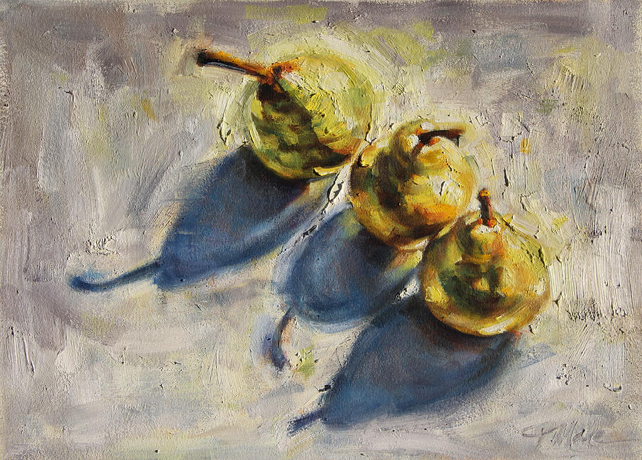 Three Pears Painting by Tracy Male