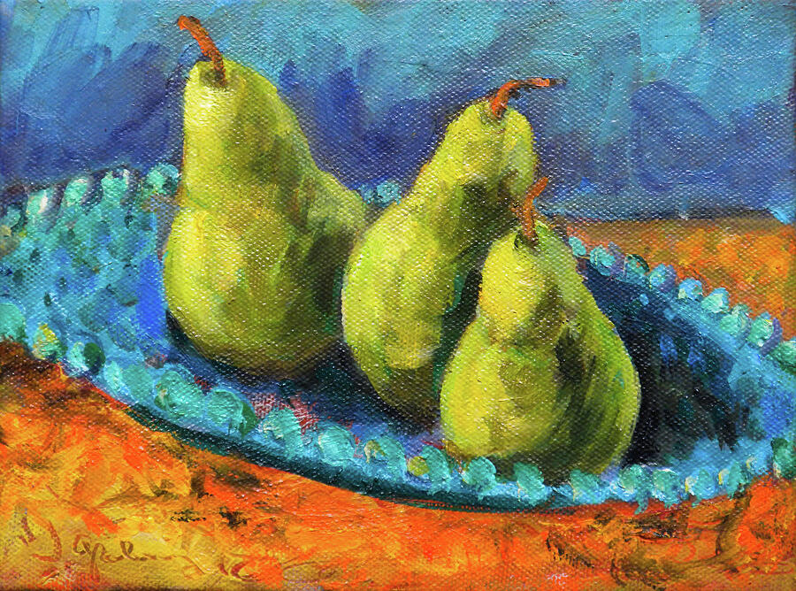 Three Peas In Blue Dish Painting