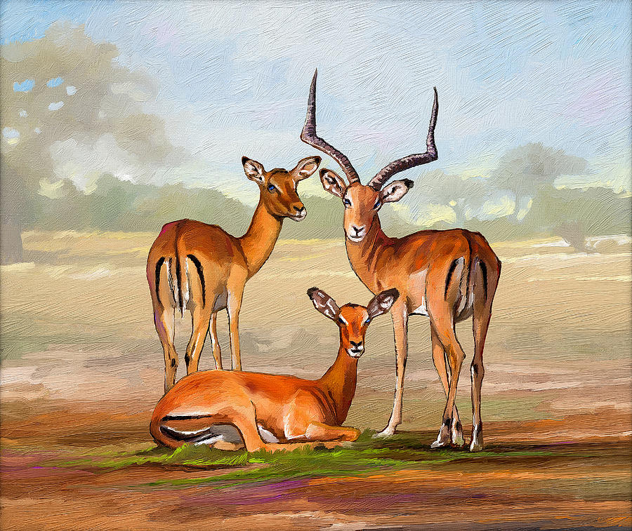 Three People Painting by Anthony Mwangi