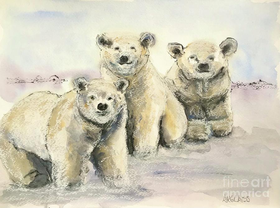 Three Polar Bears Painting by AnneKarin Glass
