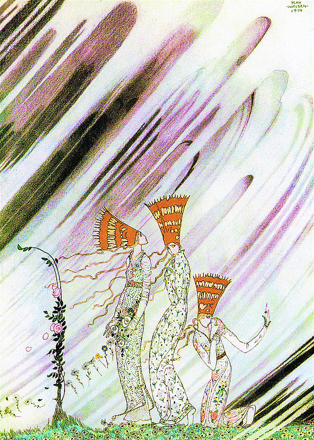 Three princesses amazed by snowstorm Painting by Kay Nielsen - Fine Art ...