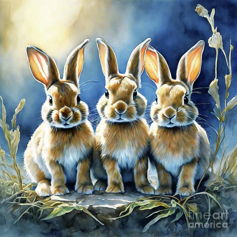 Three Rabbits  Digital Art by Ian Mitchell
