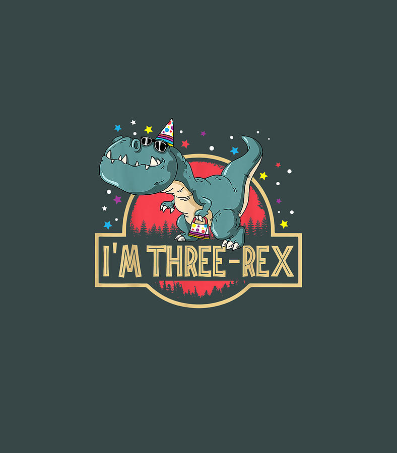 Three Rex TRex Birthday 3 Year Old Boy Girl Kids Digital Art by Aseel ...