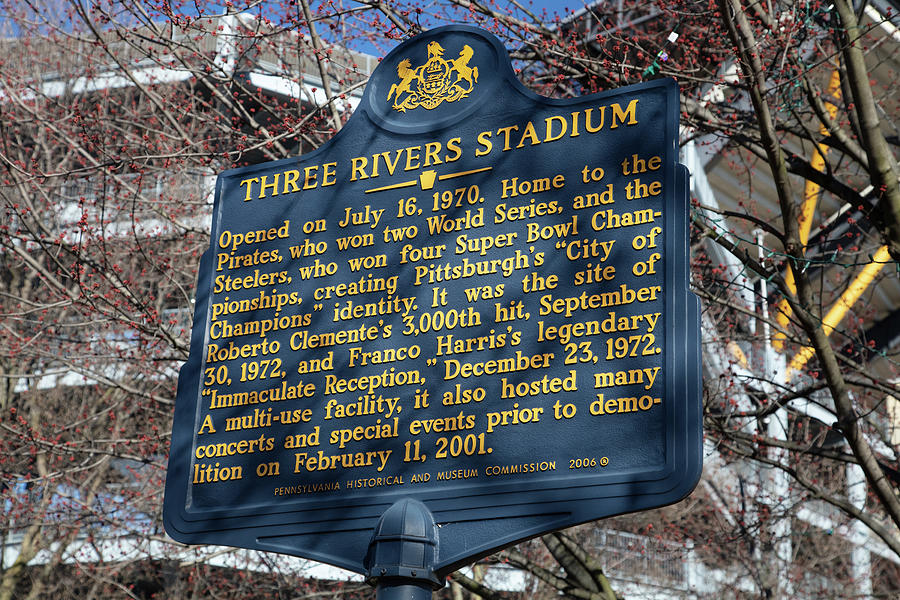 Three Rivers Stadium historical marker in Pittsburgh Pennsylvania Photograph by Eldon McGraw