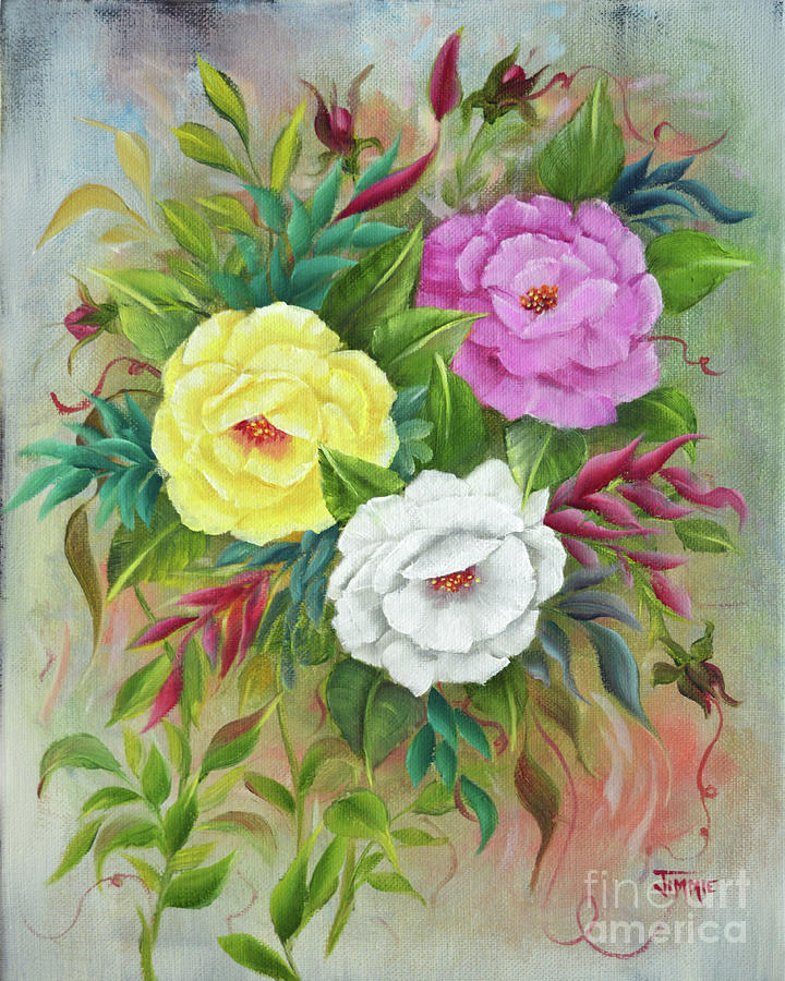Three Roses Painting by Jimmie Bartlett
