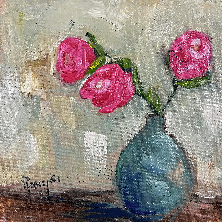 Three Roses Painting by Roxy Rich