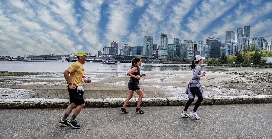 Three Runners in Vancouver Marathon Photograph by Darryl Brooks