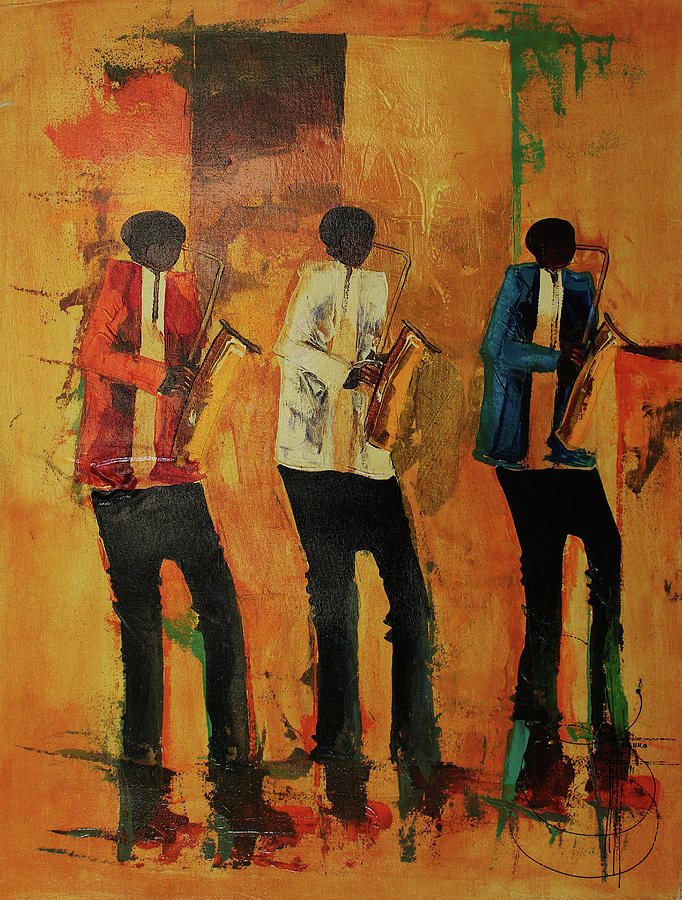Three Saxos In Time Painting by Ndabuko Ntuli