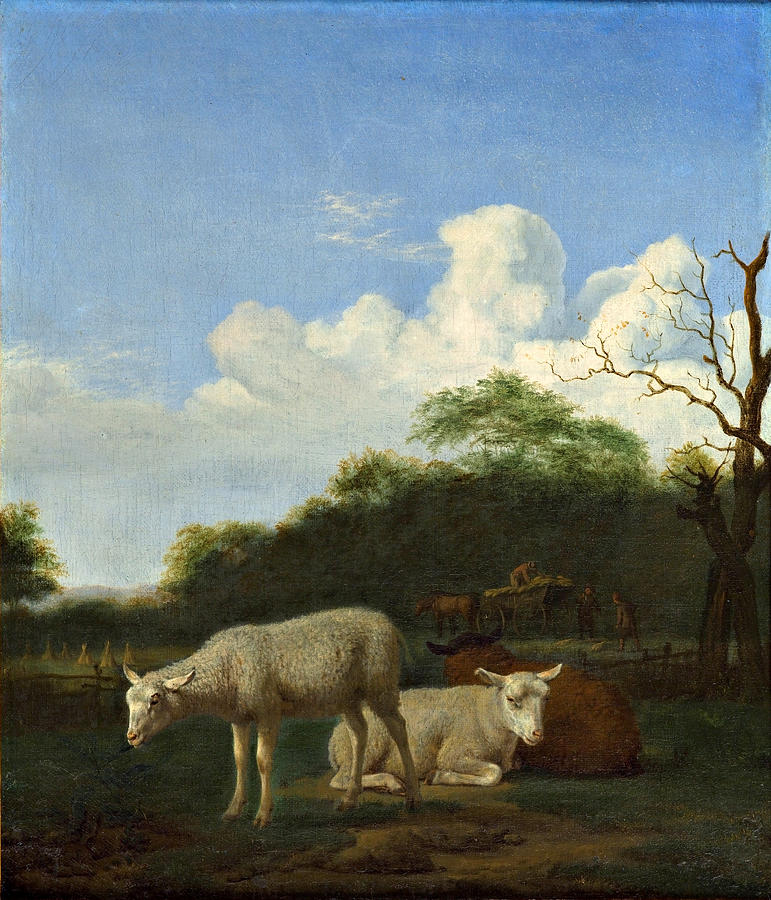 Three Sheep Painting by Adriaen van de Velde