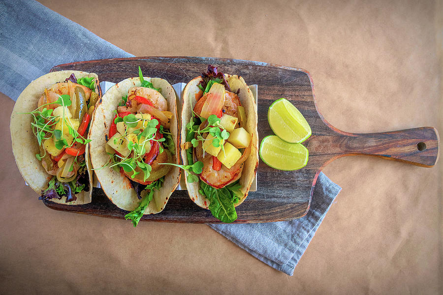 Three Shrimp Tacos Photograph by Bradford Martin