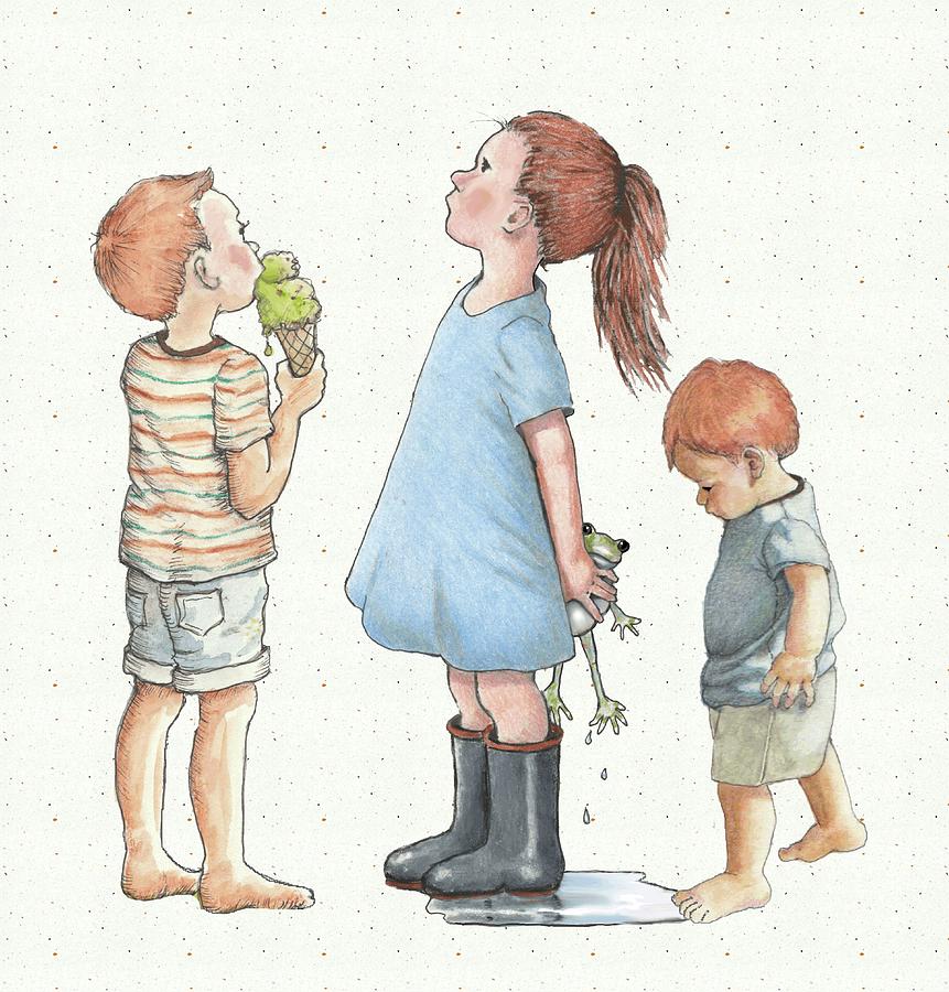 Three Siblings And A Frog Painting