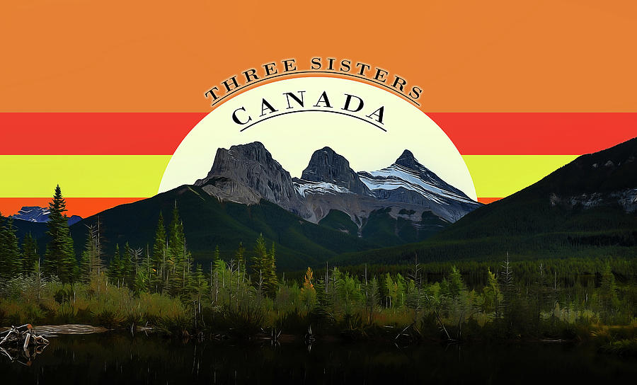 Three Sisters Canada Sunset Digital Art by Dan Sproul