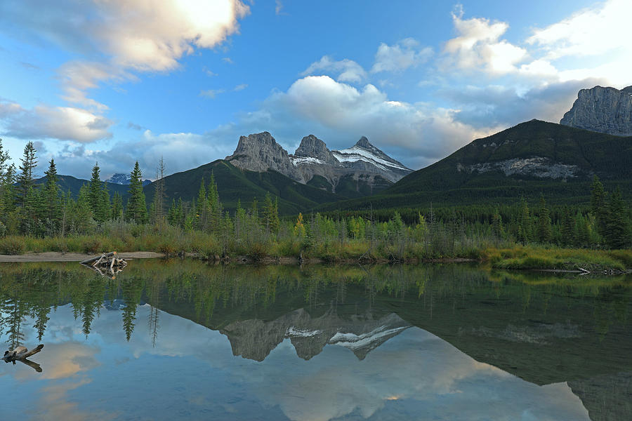 Banff National Park Photograph - Three Sisters Mountain Reflection by Dan Sproul