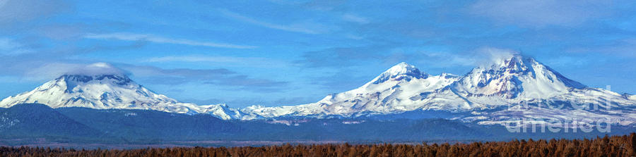 Three Sisters Mountains, Bend Oregon, Digital Art by David Millenheft