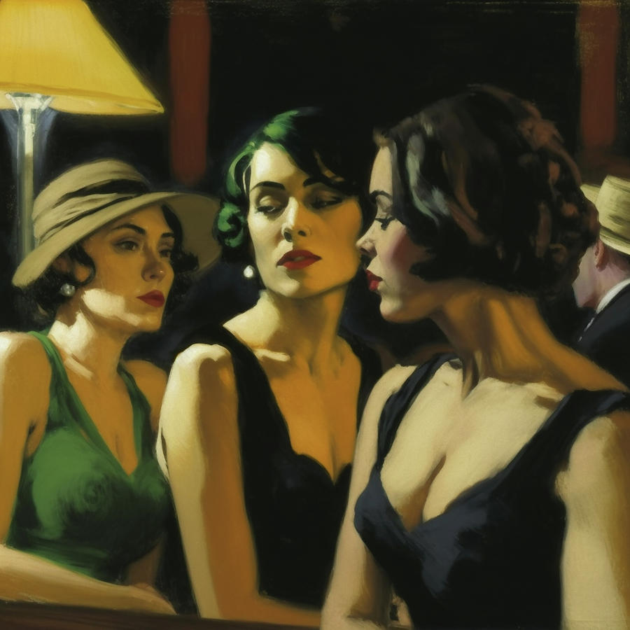 Edward Hopper Painting - Three Sisters  by My Head Cinema