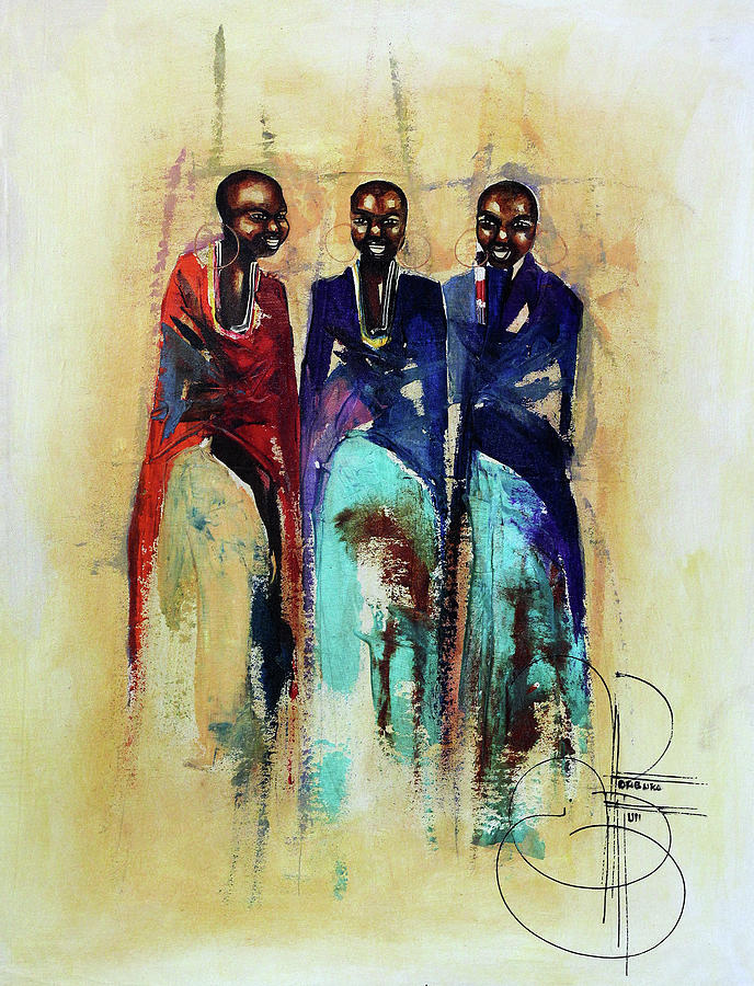 Three Sisters Painting by Ndabuko Ntuli